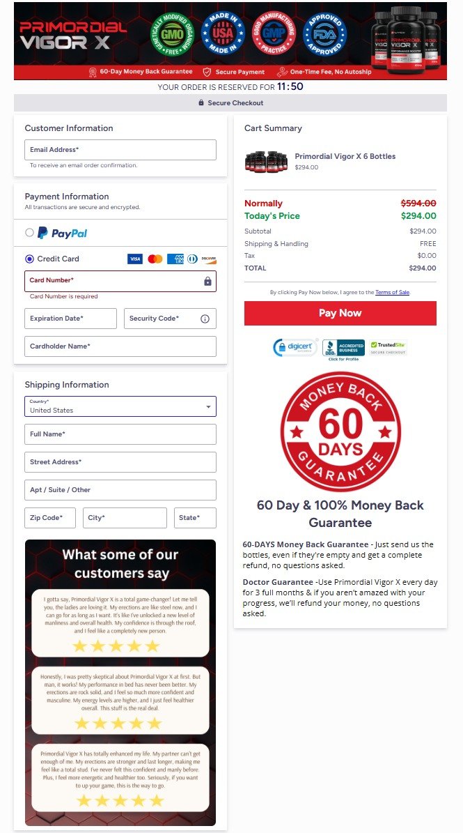 Primordial Vigor X Official Website Secure Order Page